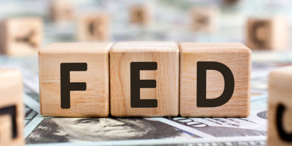 FED - acronym from wooden blocks with letters, abbreviation FED